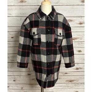 GAP Kids multicolored plaid wool-blend flannel button up shacket Size Small